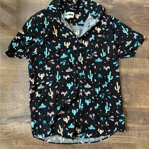 Tipsy Elves Black Shirt with Colorful Cactus Design